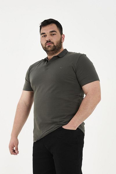 Maccali Men's Elite Comfort Short Sleeve Basic Summer Polo Neck T-Shirt Khaki