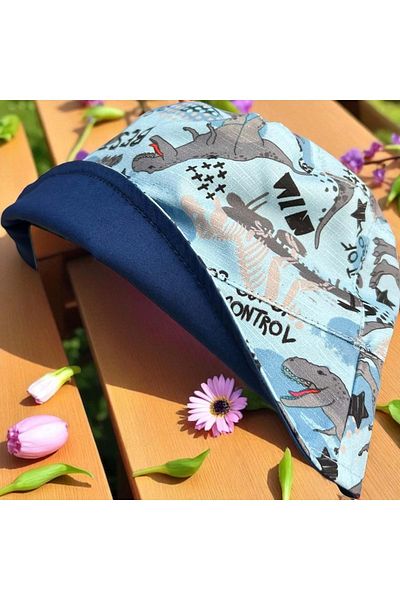 Balgüneş Tekstil 4/8 Years Old Boy's Dinosaur Printed Flower Hat-52Cm Blue