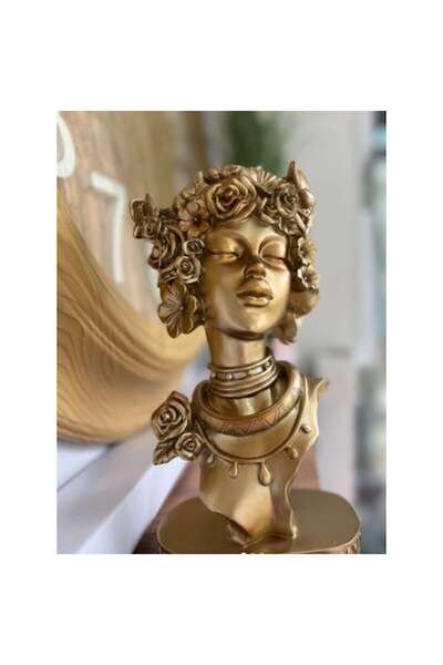 BLA BLA FOAM Statuie decorativă, bust feminin, stil artistic, auriu, 26 cm