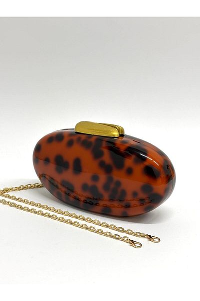 NAZART Women's Luxury Leopard Evening Dress Clutch Chain Strap Hand Wedding Engagement Night Shoulder Bag