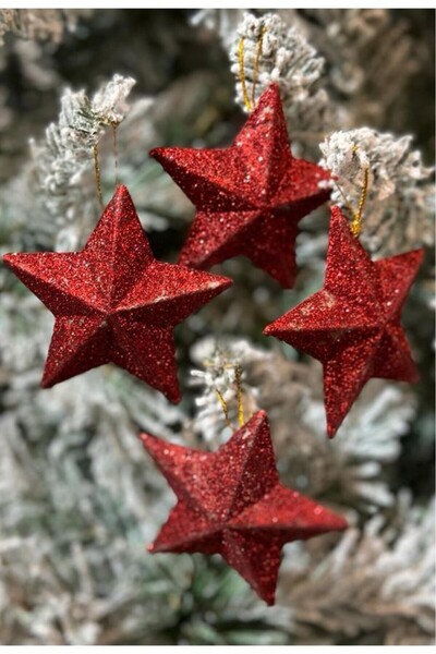 BeySüS Χριστουγεννιάτικο στολίδι για δέντρο Χριστουγέννων Αστέρι 4 τεμαχίων Κόκκινο
