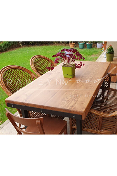 deryawood Raweyn Doğal Ahşap Yemek Masası 8 Kişilik-70-180