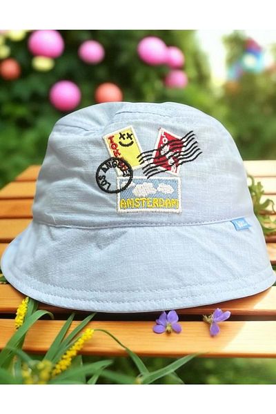 Balgüneş Tekstil 4/8 Years Old Boy Tokyo Printed Flower Hat-52Cm Blue