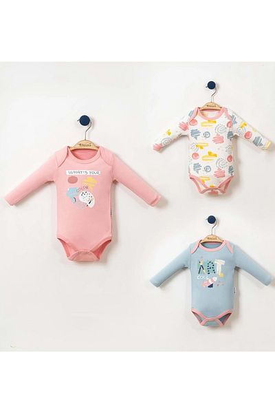 Necix's Printed Long Sleeve Snap Body Set Pink