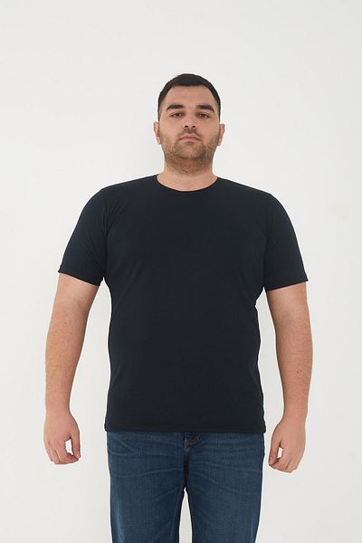Maccali Men's Slim Fit Oversize Short Sleeve Basic T-Shirt Navy Blue
