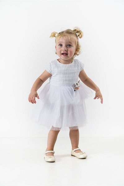 WECAN EXCLUSİVE Children's Pattern Tutu Dress White
