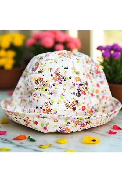 Balgüneş Tekstil 4/8 Years Girl Patterned Flower Hat-52Cm Orange