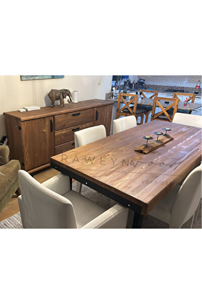 deryawood Raweyn Doğal Ahşap Yemek Masası-70-120-76 Cm-kare Profil Ayak