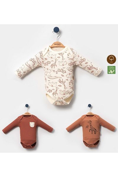 Necix's Giraffe Long Sleeve Triple Body Set Cinnamon