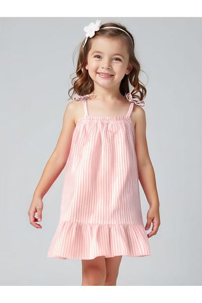 minojoy Pink Striped Watts Girl's Dress