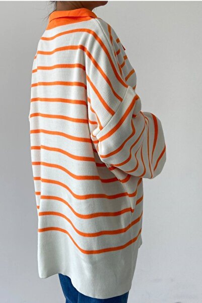 vuvutasarım Tricotaj cu model linie, țesătură, cu decolteu în V, cu mâneci liliac, pulover supradimensionat 196