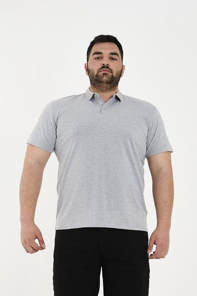 Maccali Men's Elite Comfort Short Sleeve Basic Summer Polo Neck T-Shirt Gray