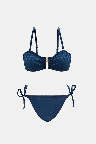 Amarelle Olympos Petrol Blue Strapless Bikini Set with Removable Pads and Side Ties
