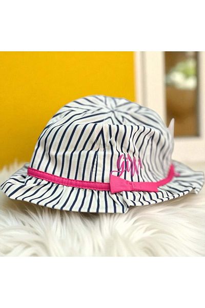Balgüneş Tekstil 4/8 Years Girl's Striped Flower Hat-52Cm Dark Blue