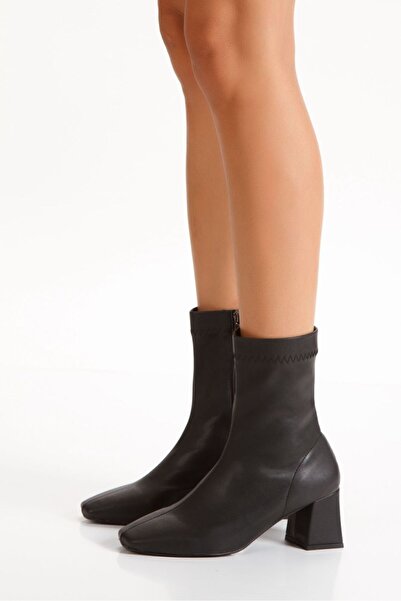 MODA 10 Kadın Topuklu Streç Bot Topuk Boyu 6 Cm