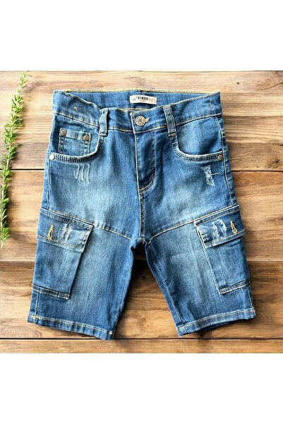 RİNDO KİDS JEANS CAPRI CU BIROU DE TRANSPORT Albastru