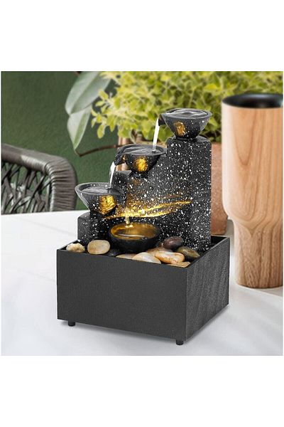 BLA BLA FOAM Fantana de apa, tip cascada, in trepte cu lumina led 17x11 cm