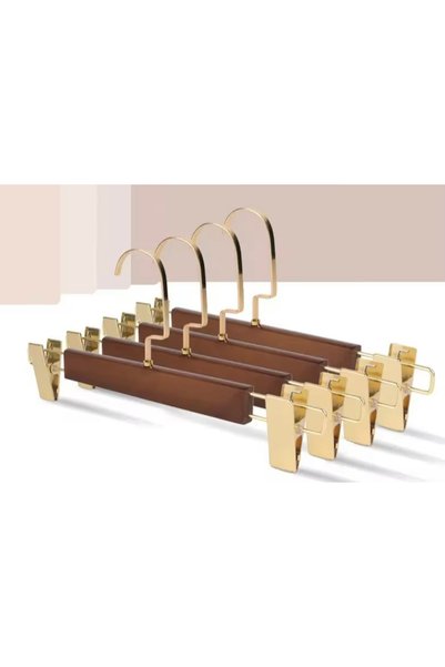 ada tasarım market Wooden Hanger with Pegs for Pants, Skirts, Clothes Hanger Walnut Color Luxury Pants Hanger 6 Pieces