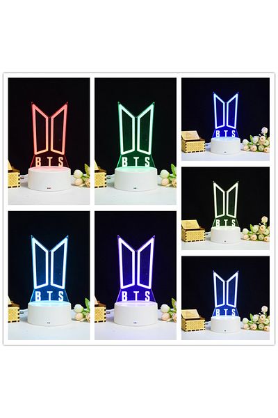 OEM 3D LED Night Light, BTS LOGO, 7 Colors, USB Power or 3 AA Batteries