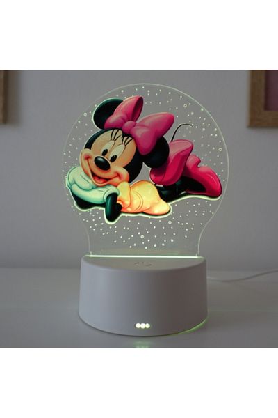 ILUMISHOP LED Night Light, Minnie Mouse, 7 Colors, Ambient Light, USB Power or 3 AA Batteries