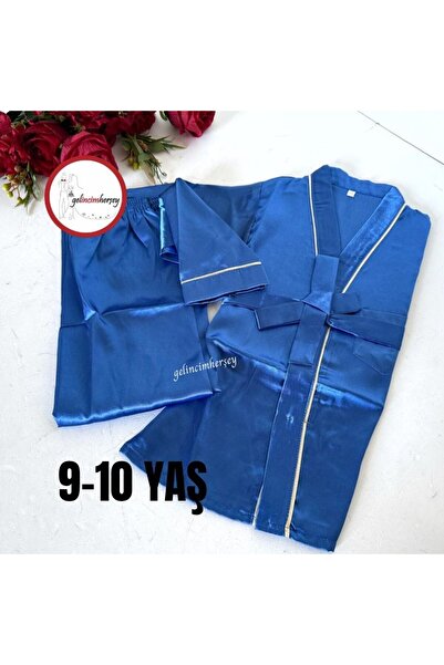 Gelincimherşey Saks Mavi Saten Kuşaklı Sünnet Düğünü Pijaması