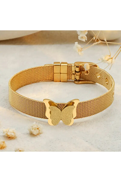 ELENKA سوار وخاتم على شكل فراشة من القش ذو مظهر ذهبي