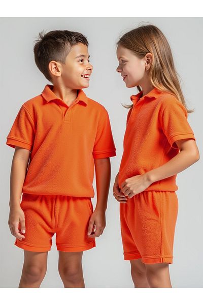 minojoy Renato Orange Kids Towel Shorts Tshirt Set of 2
