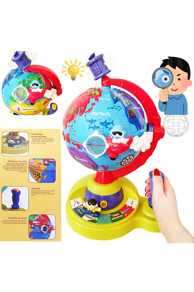 Salamandra Glob pamantesc interactiv pentru copii, Verde, SALAMANDRA KIDS®
