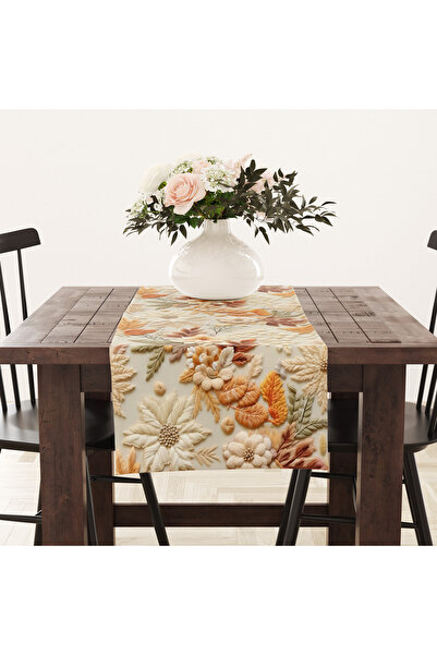 Alkan Homes Punch Nakış Desen 3 Boyutlu Premium Tay Tüyü Kumaş Masa Örtüsü Ru...