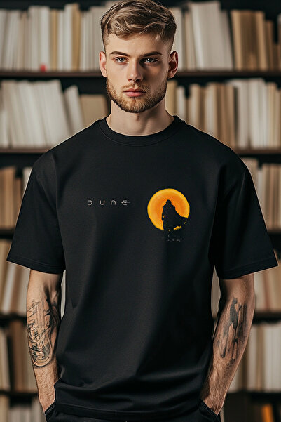 BookOrBook تي شيرت Dune للجنسين - تصميم أمامي على شكل كوكب الصحراء، منسوج بخي...