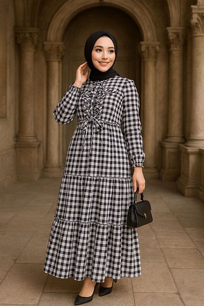 Neva Style Черна рокля с хиджаб 2702s