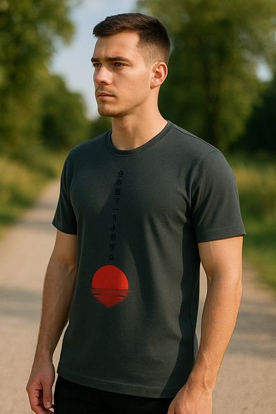 Maccali Men's Short Sleeve Text Print Crew Neck K.Grey T-Shirt
