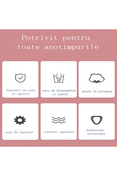 OEM Husa pentru capac WC, 43.5x37cm, albina mica, roz cu gri