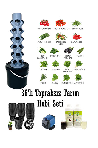 Ulu Atölye Topraksız Tarım 36'lı Kule Hobi Seti - Hidroponik Bahçe