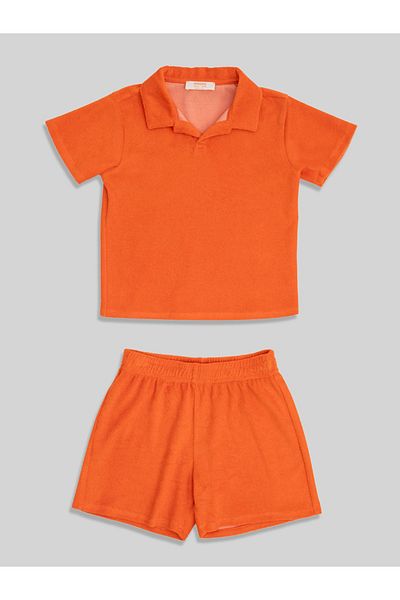 minojoy Renato Orange Kids Towel Shorts Tshirt Set of 2