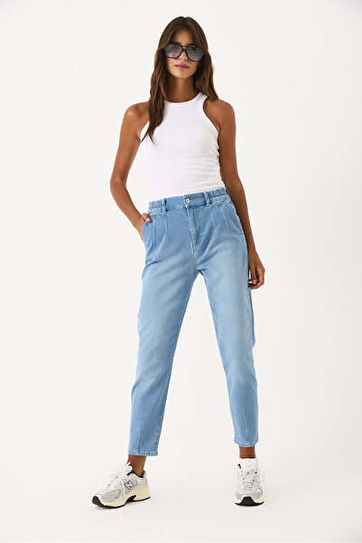 VENA Norah Ice Blue Elastic Waist Jeans - Ice Blue