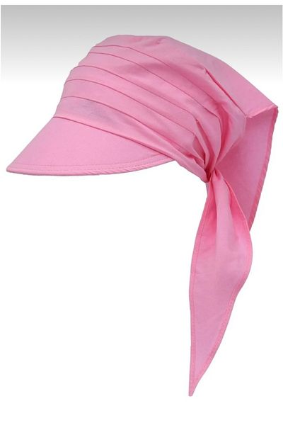 SFCOLLECTION Women's Summer 100% Cotton Wide Brim Summer Hat Safari Tie-Up Brim Bandana Visor Hat