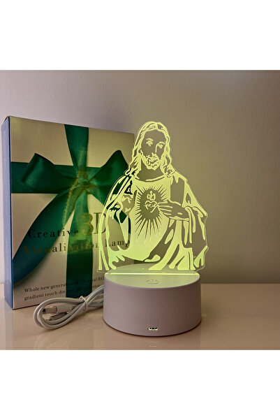 ILUMISHOP Lampa De Veghe 3D LED, Isus Hristos, 7 Culori, Lumina Ambientala, A...