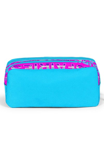 Coral High Kids Pink Blue Fairy Patterned Glittered Two-Compartment Pencil Bag 22399