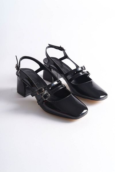 Zerenyus Vera Premium Black Patent Leather Heeled Women's Shoes
