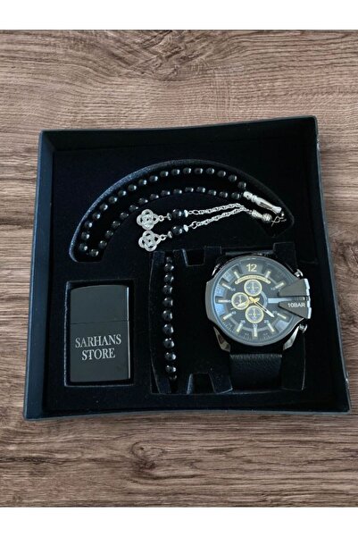 Sarhans Store Kişiye Özel Saat Seti | Şık Erkek Saat Isimli Çakmak Taş Bilekl...