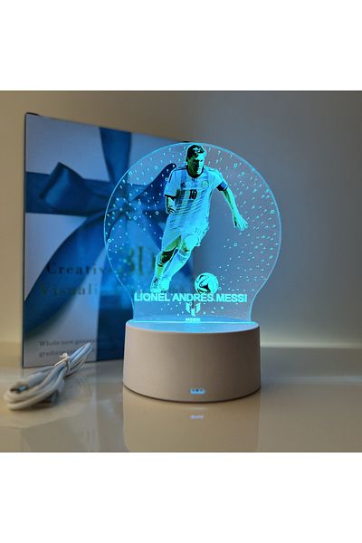 OEM Lampa De Veghe LED, Lionel Messi, 7 Culori, Lumina Ambientala, Alimentare USB sau 3 baterii AA