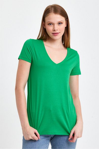 VENA Μπλουζάκι Boyfriend V-Neck Regular Fit (Modal) - Πράσινο