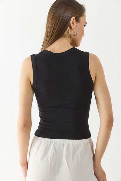 VENA Tricou Lycra cu decolteu în V adânc - NEGRU