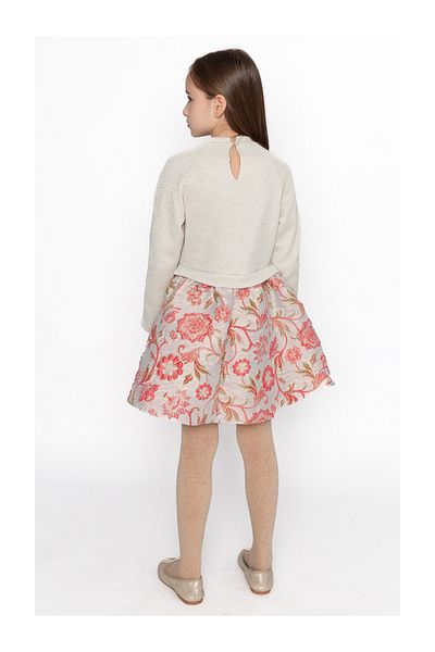 SheShe Pink Jacquard Rose Print Dress