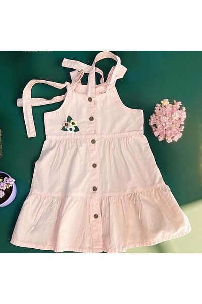 Babexi Embroidered Colorful Dress Pink