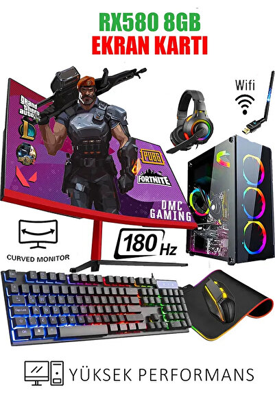 Dmc N25(PUBG,GTA 5) I5 3470,16gb Ram,500gb Hdd,256gb Ssd,8gb Rx580,24'' 180hz Oyuncu Masaüstü Bilgisayar
