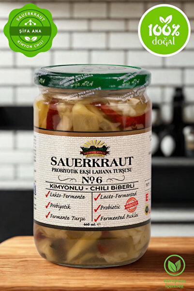 ŞİFA ANA Sauerkraut (EKŞİ LAHANA TURŞUSU) No6 Kimyon&chili (660CC.)