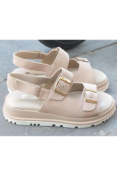 Venüs 25470010Y Women's Genuine Leather Adjustable Double Strap Anatomical Comfort Sole Daily Sandals