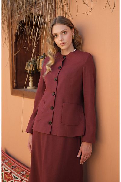 Fatma Atasoy Linen Burgundy Jacket